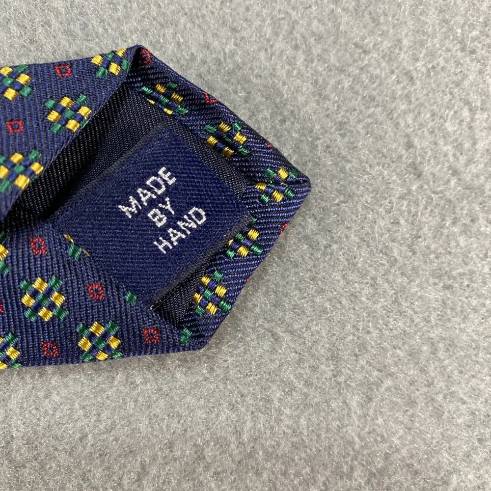 Polo‎ Ralph Lauren Navy Geometric Pattern Silk Tie Classic Mens Necktie